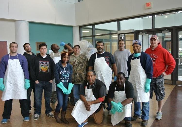 Environmental Health and Safety Club members after a waste sort on the Eastern Campus.